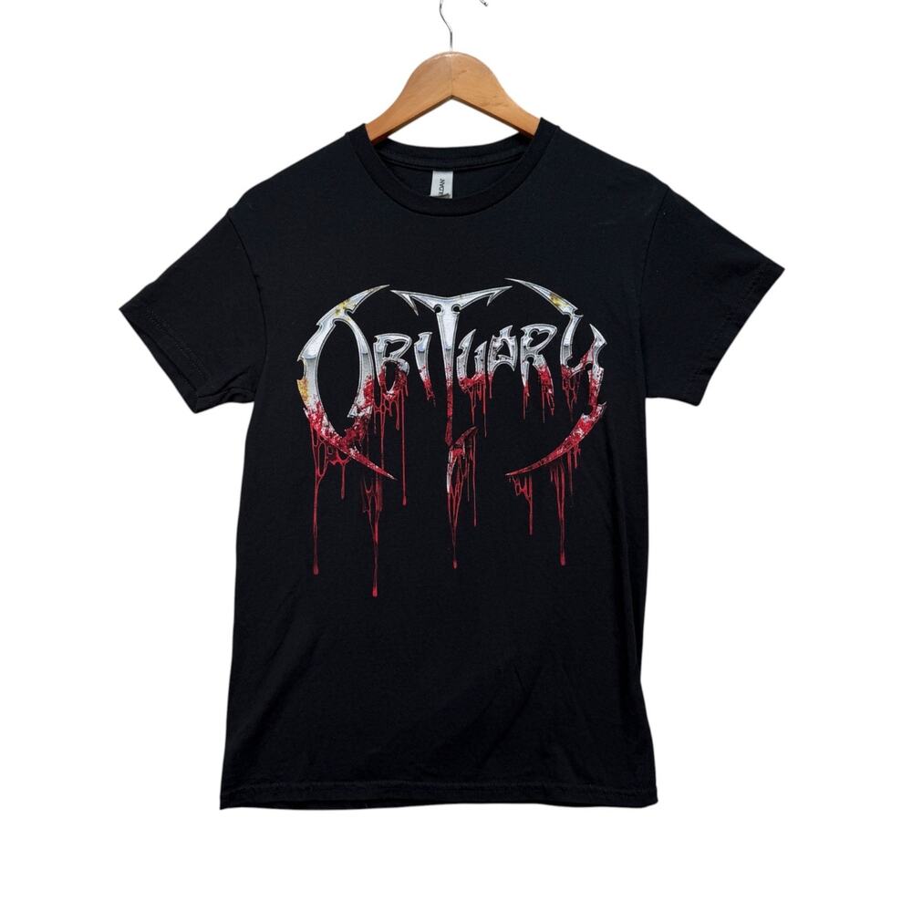 Obituary Slowly We Rot Death Metal Hardcore Band Black Blood T Shirt Tee sz S